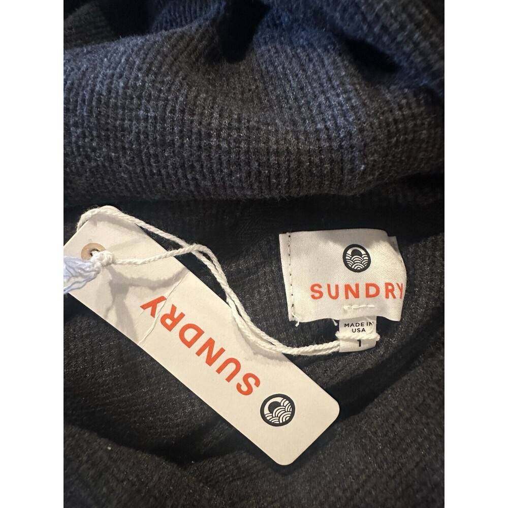 NWT Sundry Anthropologie Cropped Hooded Sweatshirt Size 1 Small Gray Thermal - Picture 6 of 7